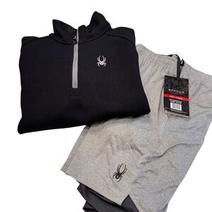 Spyder Men’s Gray Performance Short & Black 1/4 Zip Pullover NEW Size XL